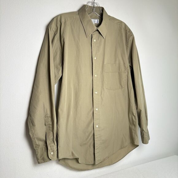 Yves Saint Laurent Button Up Shirt YSL Vintage Men's 15 32-33 Tan Long Sleeve - Picture 5 of 11